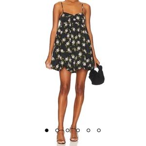 Free People Black Floral Mini Dress